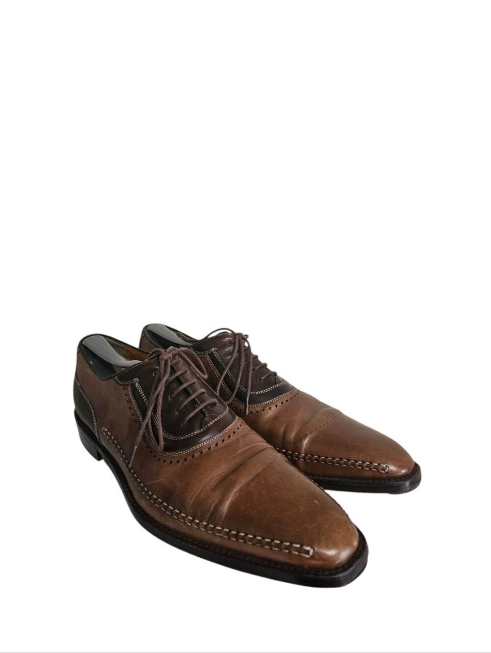 Mezlan Derby Shoes 9.5 M Two Tone Tan Brown Good Condition Style Allamn